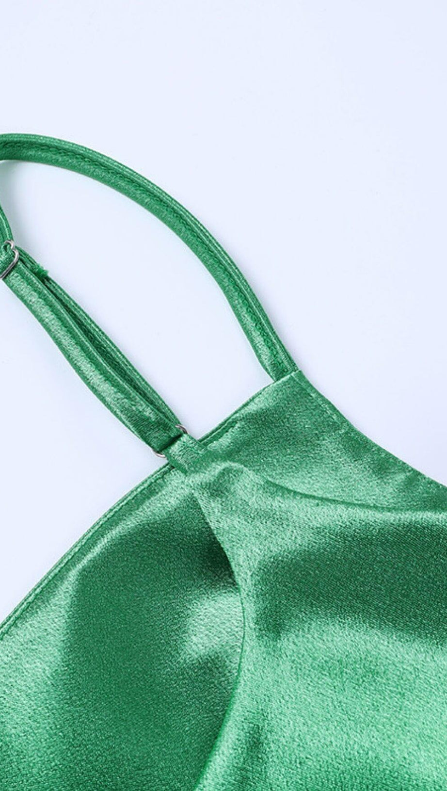 MONTEGO GREEN SATIN SIDE SLIT DRESS