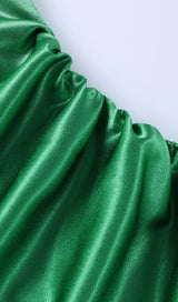 MONTEGO GREEN SATIN SIDE SLIT DRESS