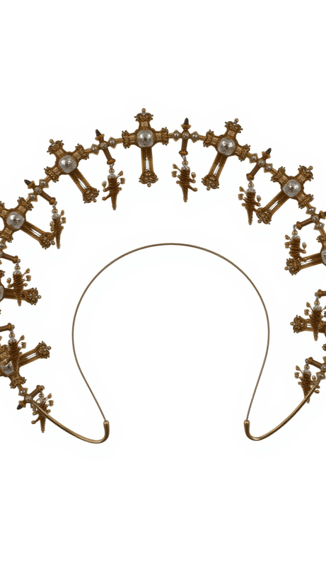 TULIA CROSS PEARL CROWN