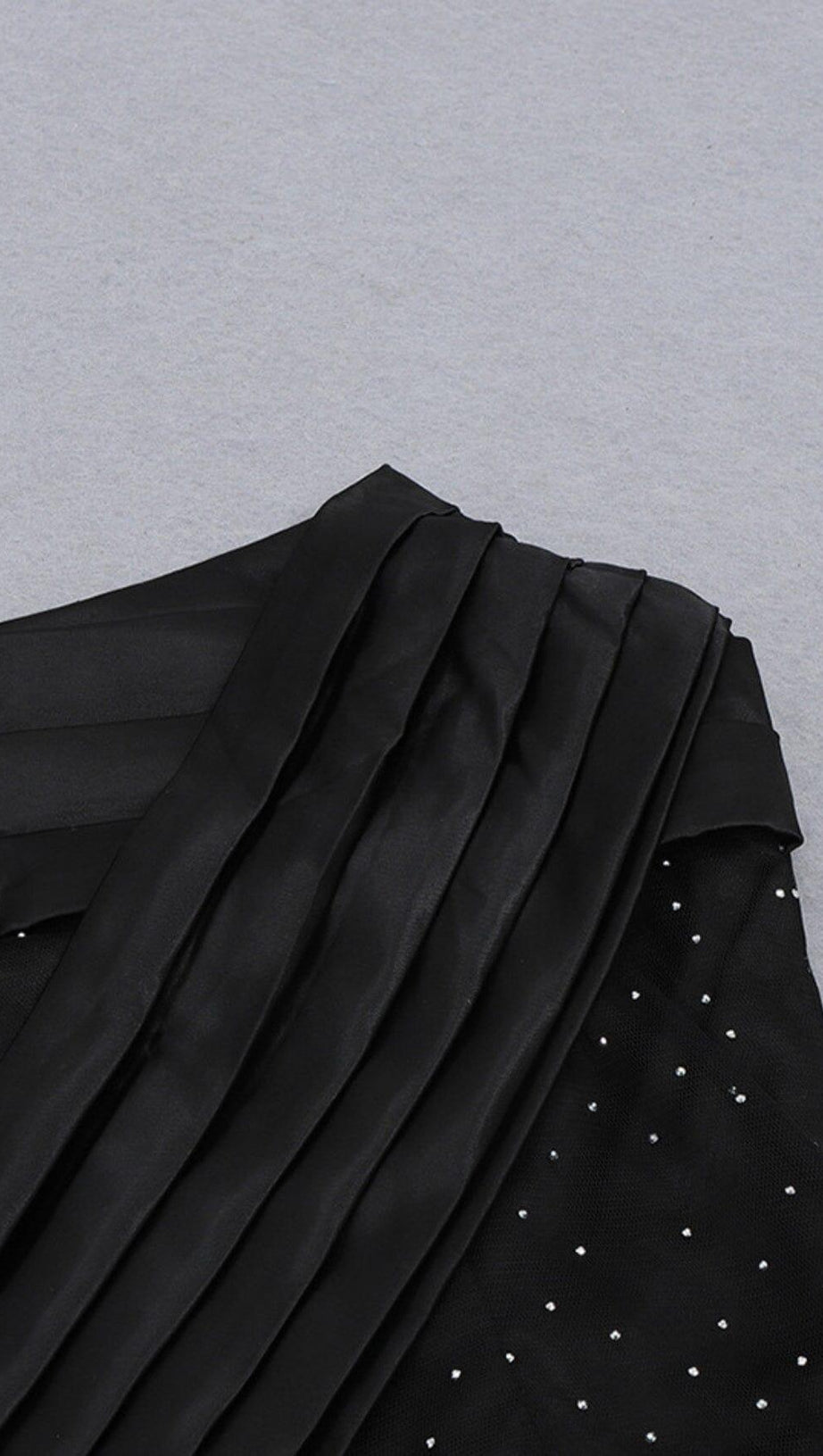 HOLLY BLACK CRYSTALLIZED CORSET HIGH SLIT SATIN GOWN