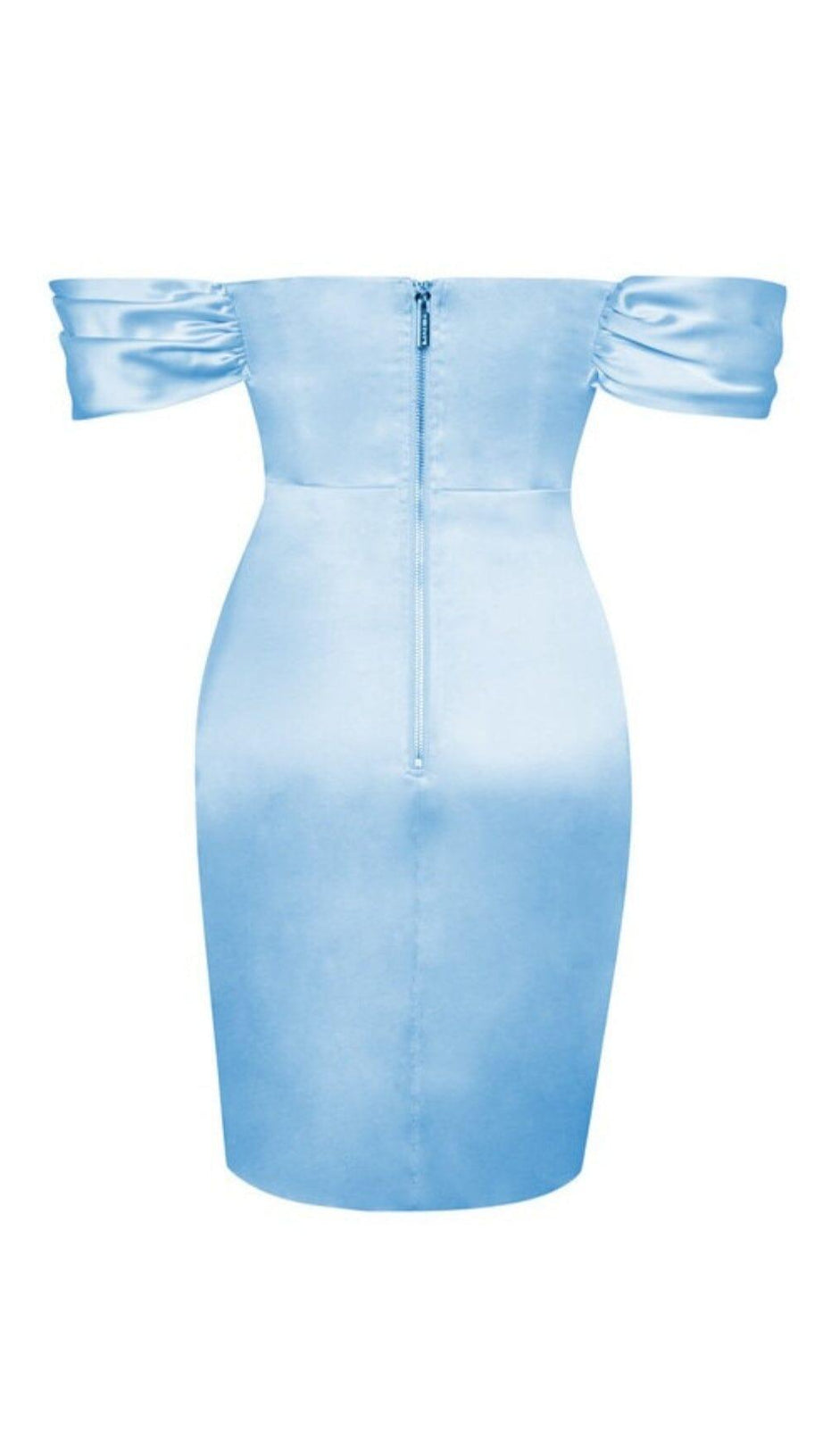 BABYBLAUES OFF-SHOULDER-KORSETT-KLEID AUS SATIN