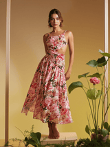 Acie Spaghetti Floral Print Midi Dress