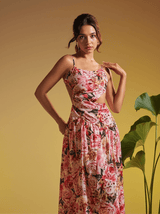 Acie Spaghetti Floral Print Midi Dress