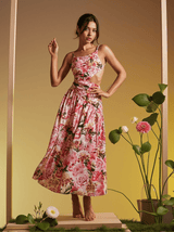 Acie Spaghetti Floral Print Midi Dress