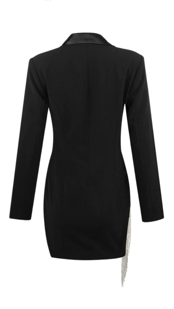 AIIZIE FREYA BLACK CRYSTAL FRINGE BLAZER DRESS - product image