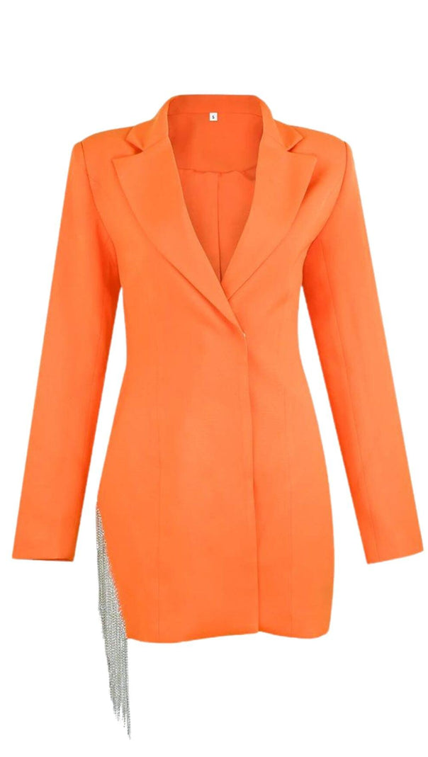 ABITO BLAZER CON FRANGE DI CRISTALLI ARANCIONE FREYA