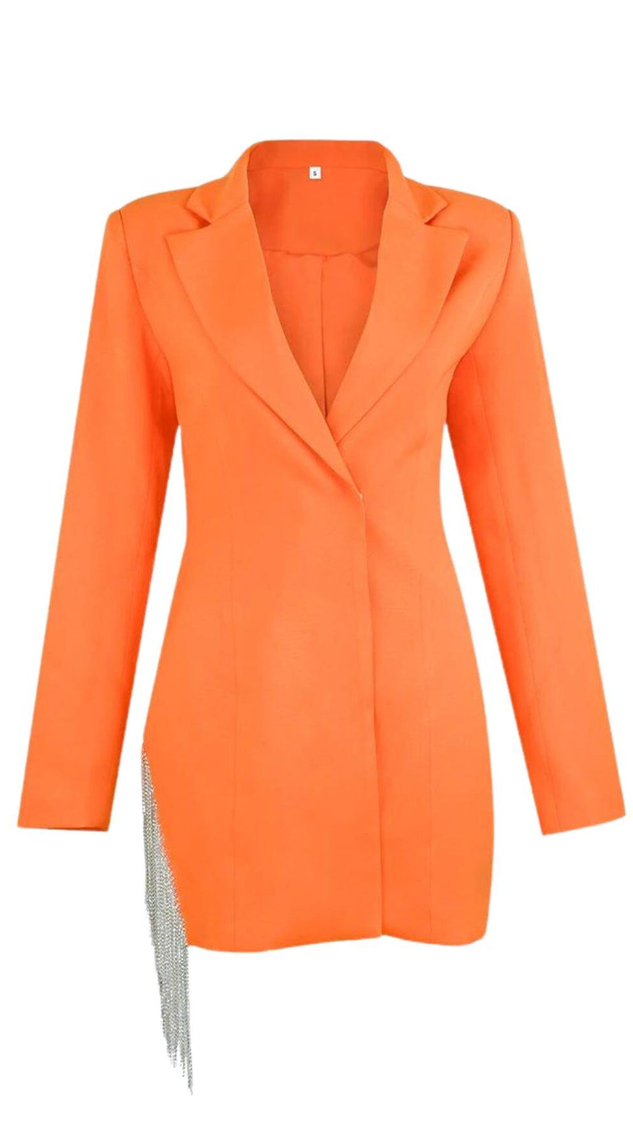 FREYA ORANGE CRYSTAL FRINGE BLAZER DRESS