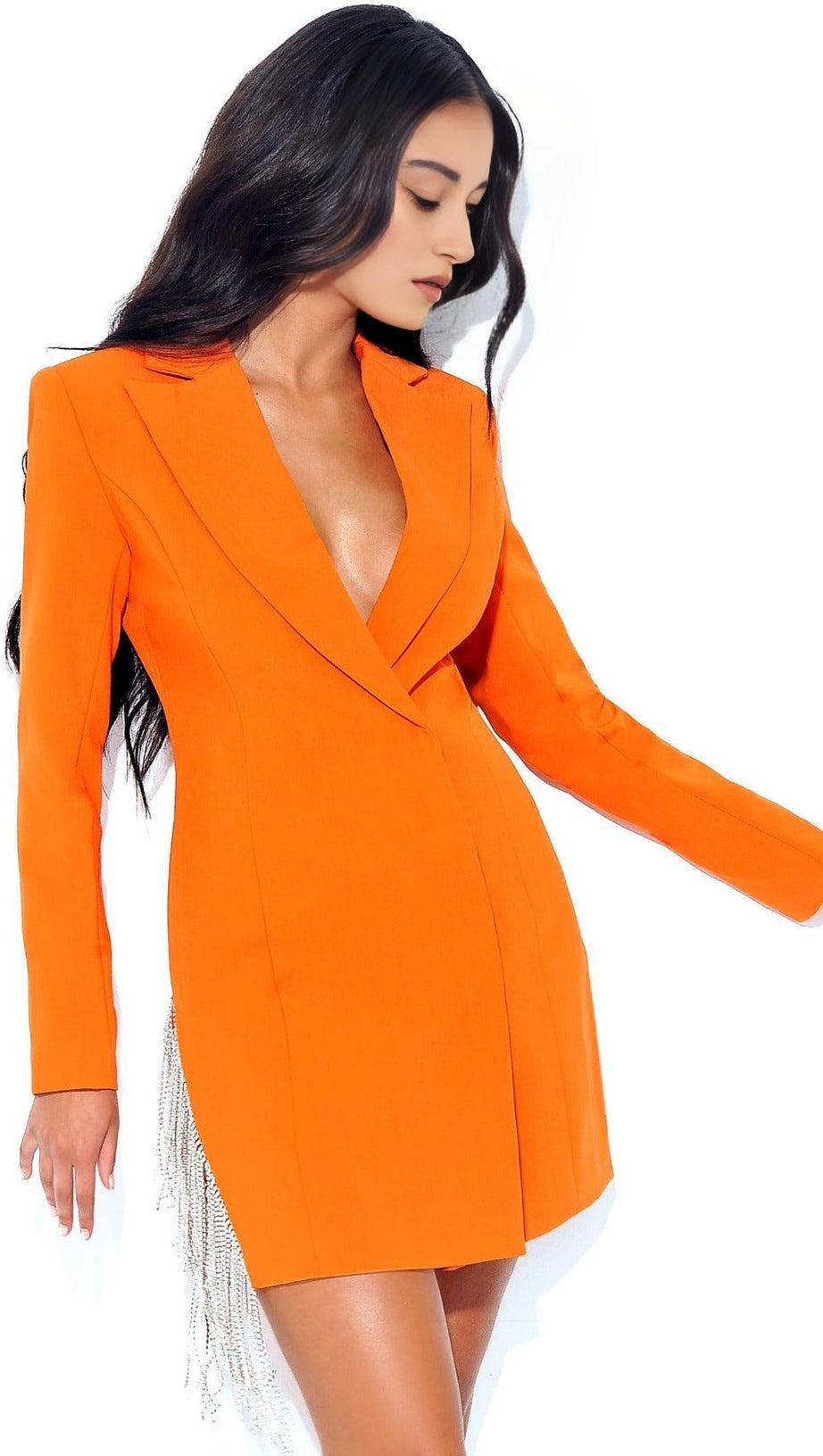 ABITO BLAZER CON FRANGE DI CRISTALLI ARANCIONE FREYA