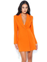 FREYA ORANGE CRYSTAL FRINGE BLAZER DRESS