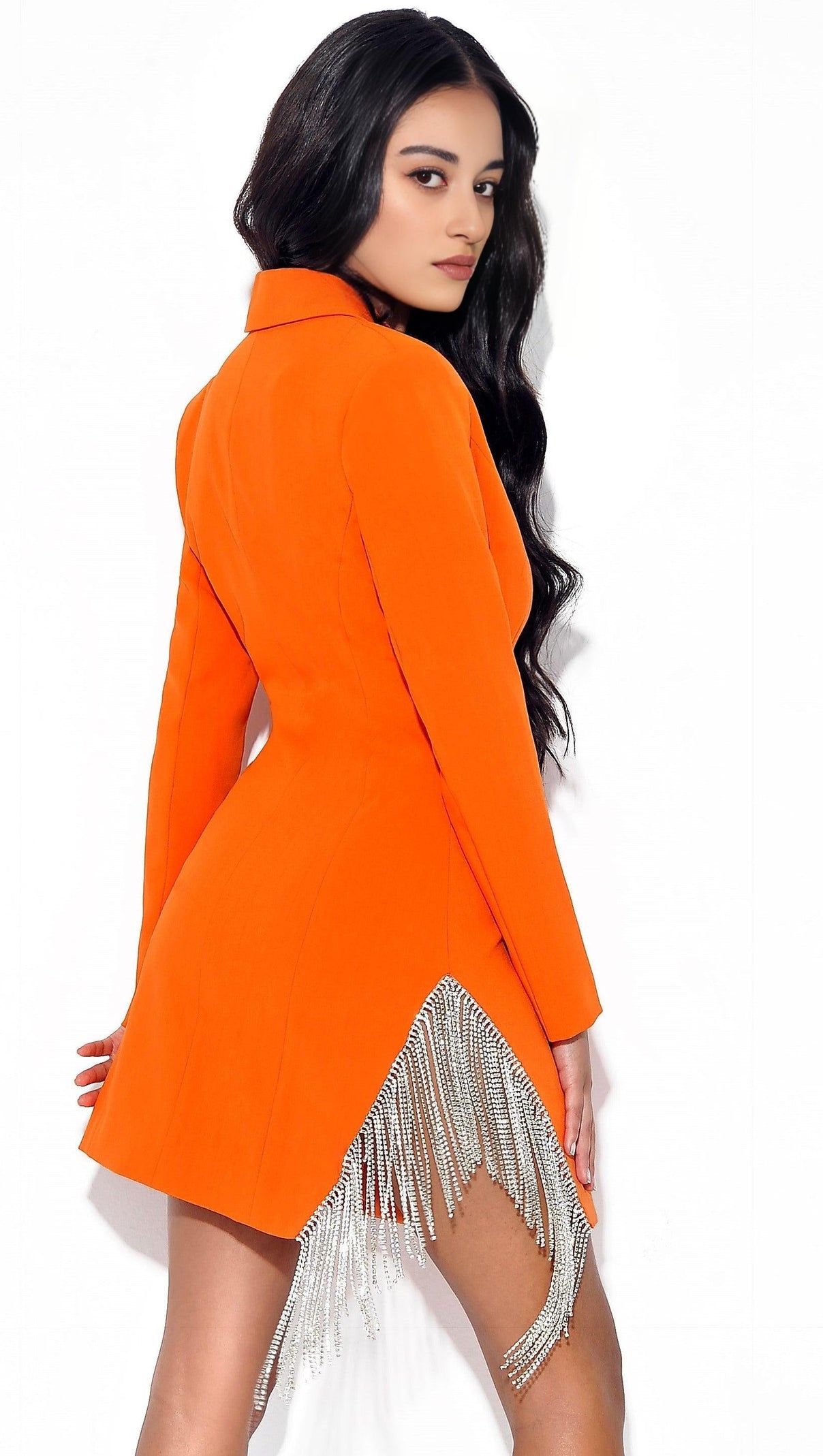 ABITO BLAZER CON FRANGE DI CRISTALLI ARANCIONE FREYA