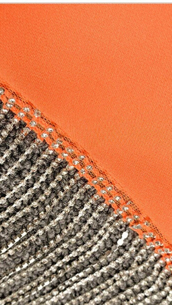 ABITO BLAZER CON FRANGE DI CRISTALLI ARANCIONE FREYA