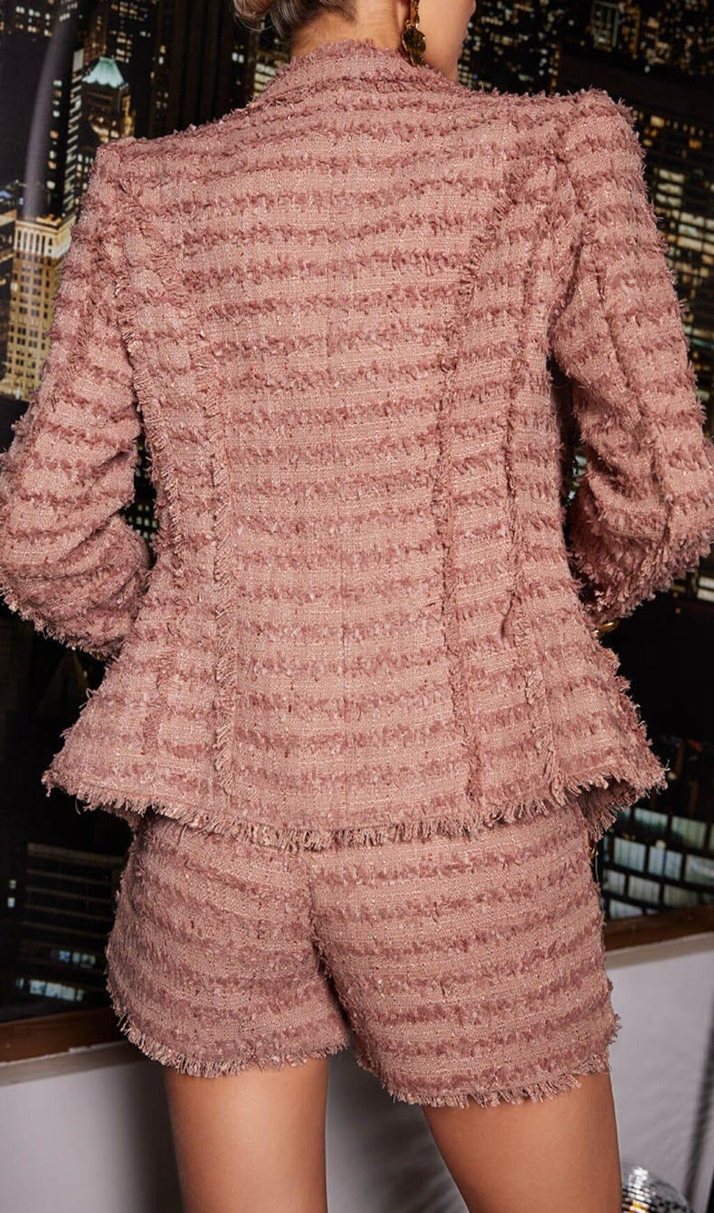 SHORTS IN MAGLIA CON FRANGE MARRONE