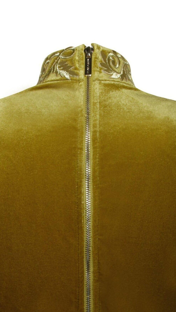 AIIZIE GRACYN GOLD CUTOUT LONG SLEEVE DRAPING VELVET DRESS - product image