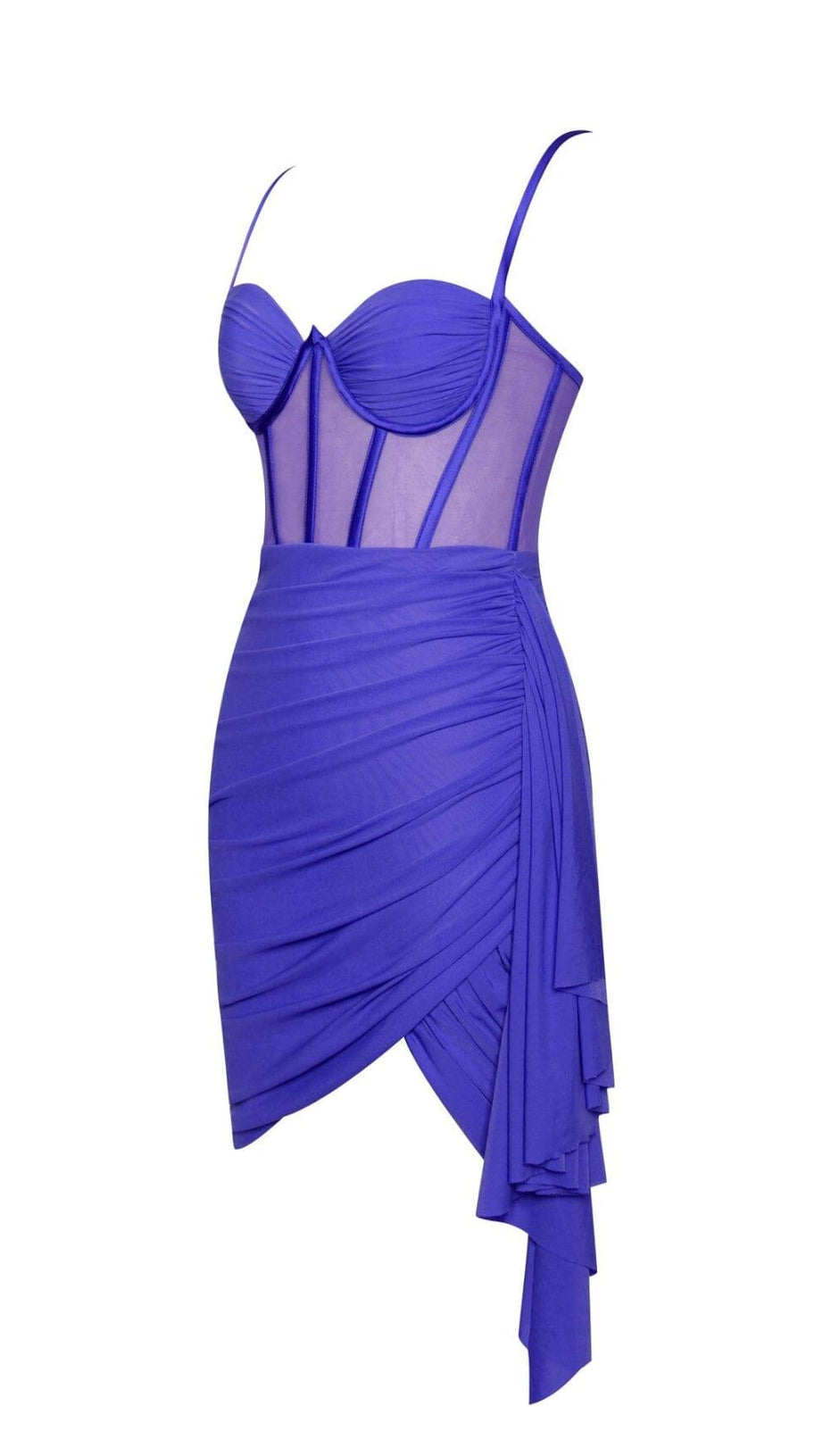 YOLIE KÖNIGSBLAUES, GERÄUCHERTES, DRAPIERTES NETZKORSETTKLEID