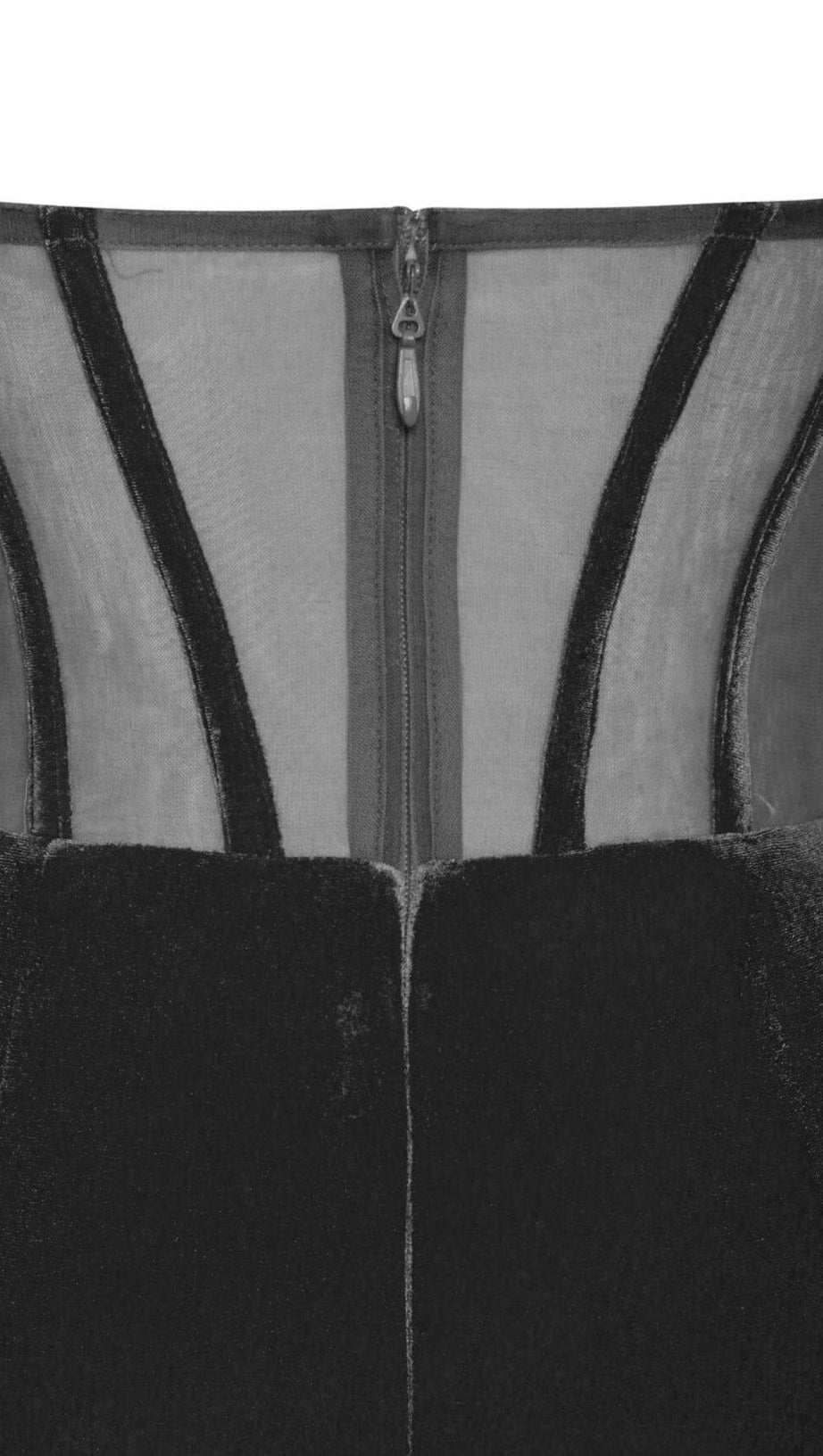 PRIYA BLACK DRAPING CORSET HIGH SLIT VELVET GOWN