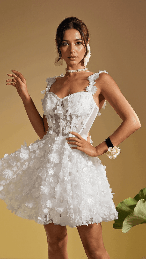AIIZIE MAGNI SPAGHETTI FLOWER PATCHWORK MINI DRESS - product image