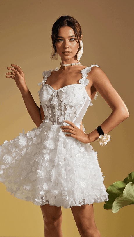 MAGNI SPAGHETTI FLOWER PATCHWORK MINI DRESS