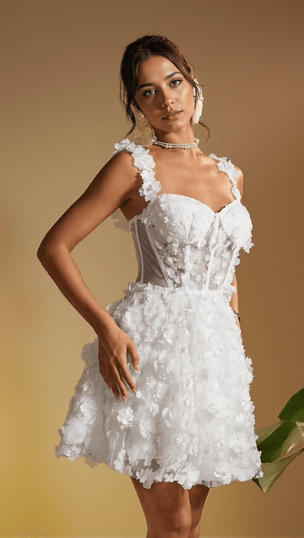 AIIZIE MAGNI SPAGHETTI FLOWER PATCHWORK MINI DRESS - product image