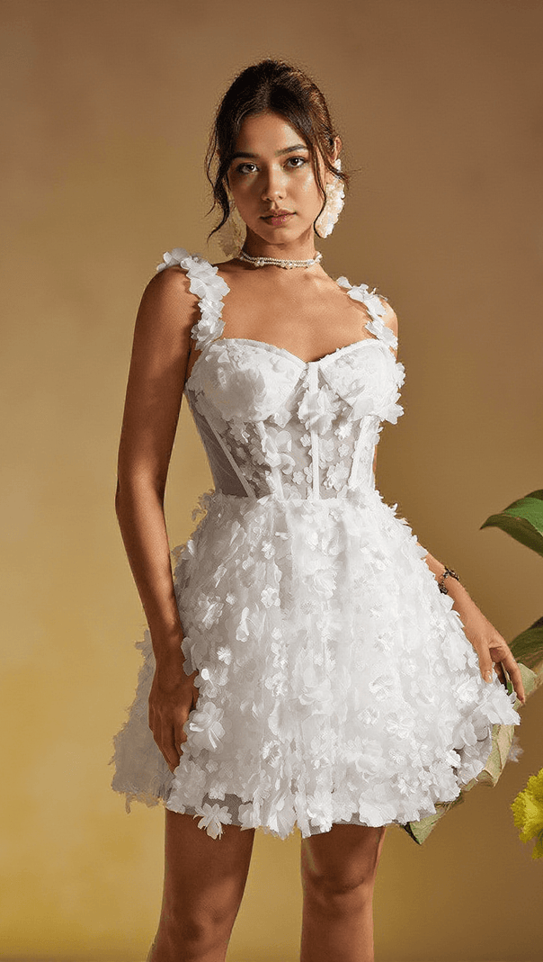 AIIZIE MAGNI SPAGHETTI FLOWER PATCHWORK MINI DRESS - product image
