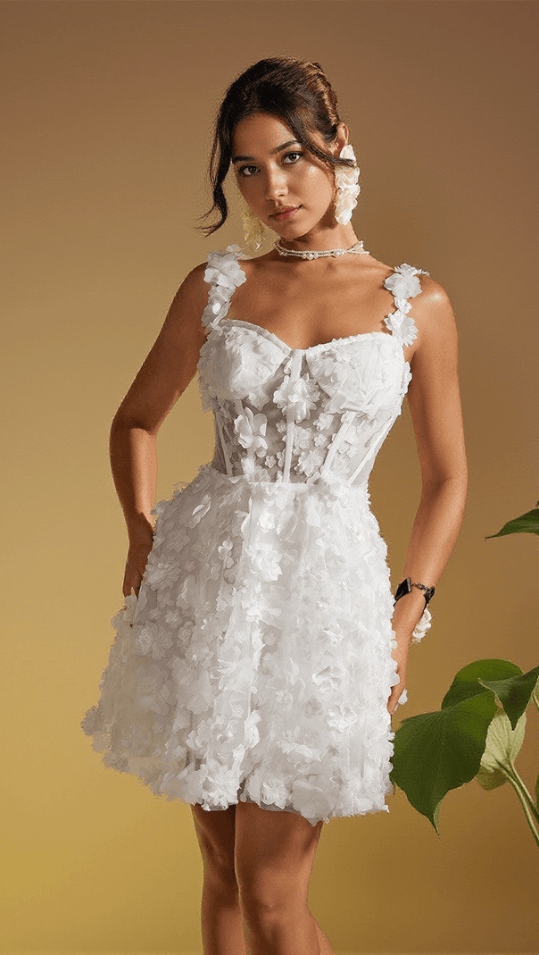 AIIZIE MAGNI SPAGHETTI FLOWER PATCHWORK MINI DRESS - product image
