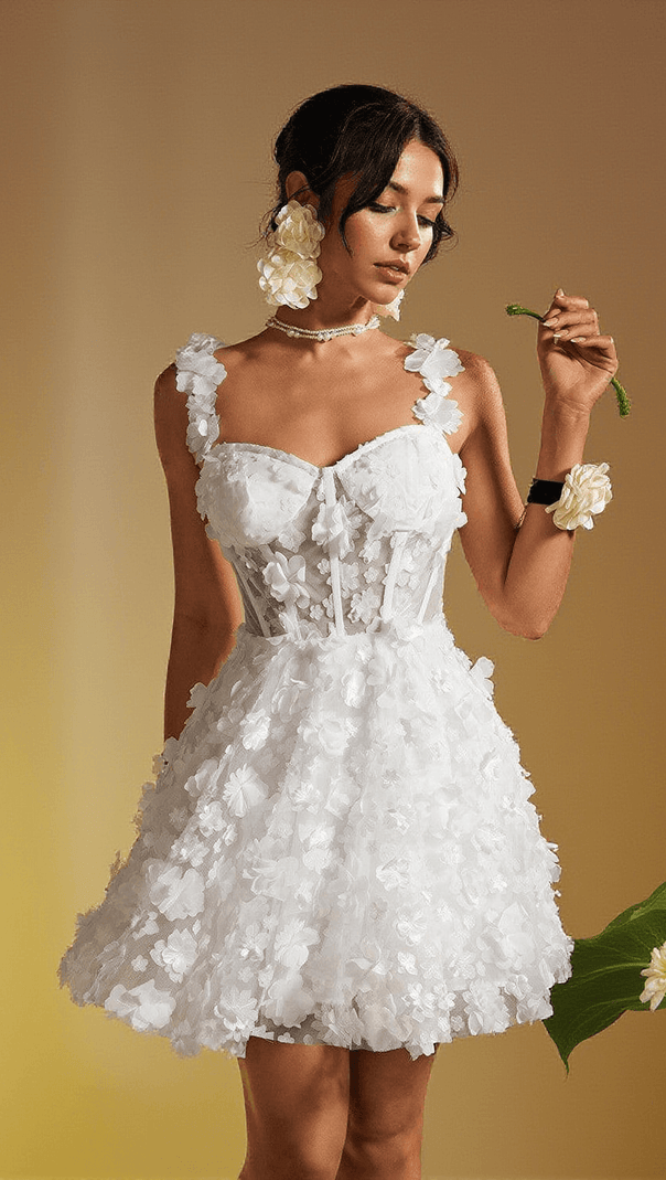AIIZIE MAGNI SPAGHETTI FLOWER PATCHWORK MINI DRESS - product image