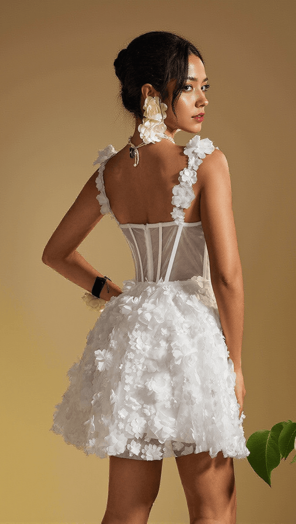 AIIZIE MAGNI SPAGHETTI FLOWER PATCHWORK MINI DRESS - product image