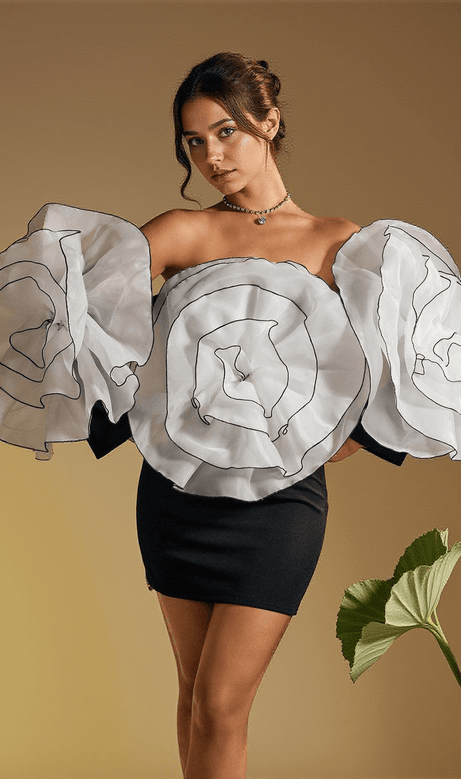 Selasi Off Shoulder Flower Mini Dress