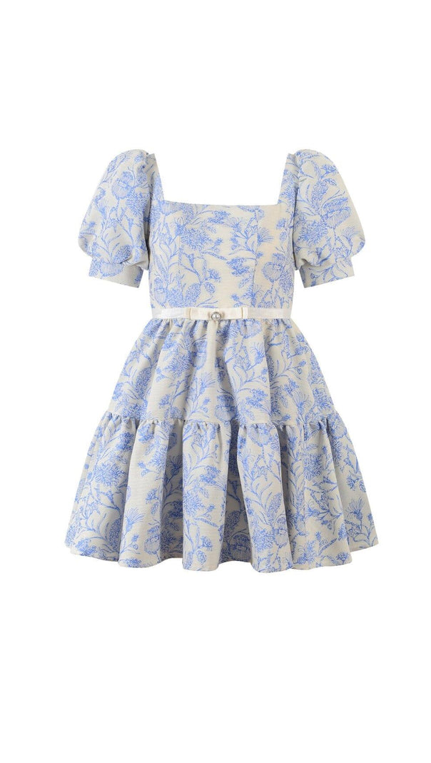 AIIZIE FRENCH PUFF SLEEVE PRINTED MINI DRESS - product image