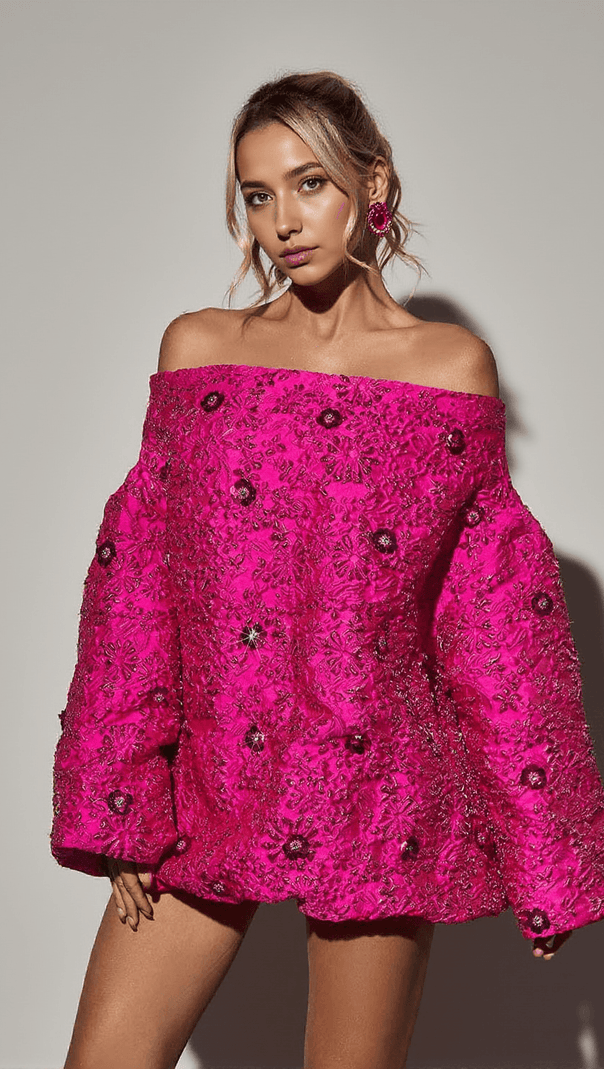 AIIZIE AANYA LONG SLEEVE JACQUARD MINI DRESS - product image