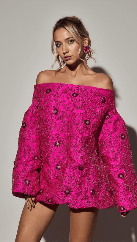 ABITO CORTO JACQUARD A MANICHE LUNGHE AANYA