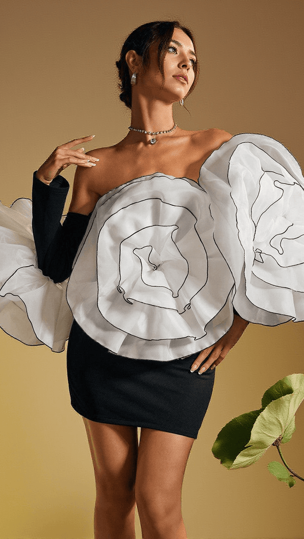 AIIZIE SELASI OFF SHOULDER FLOWER MINI DRESS - product image