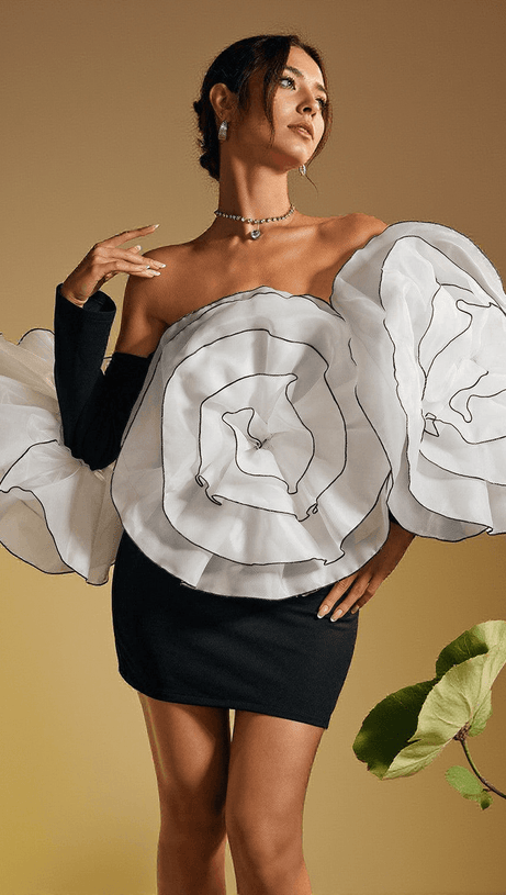 MINI ABITO A FIORI CON SPALLE SCOPERTE SELASI