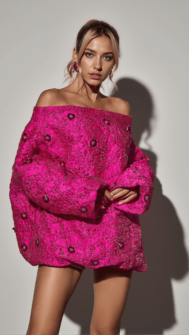 AIIZIE AANYA LONG SLEEVE JACQUARD MINI DRESS - product image