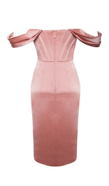 WILEY BLUSH PINK SATIN OFF SHOULDER CORSET DRESS