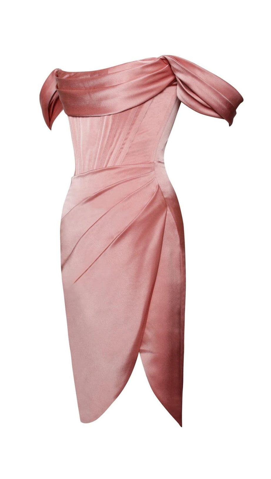 WILEY BLUSH PINK SATIN OFF SHOULDER CORSET DRESS