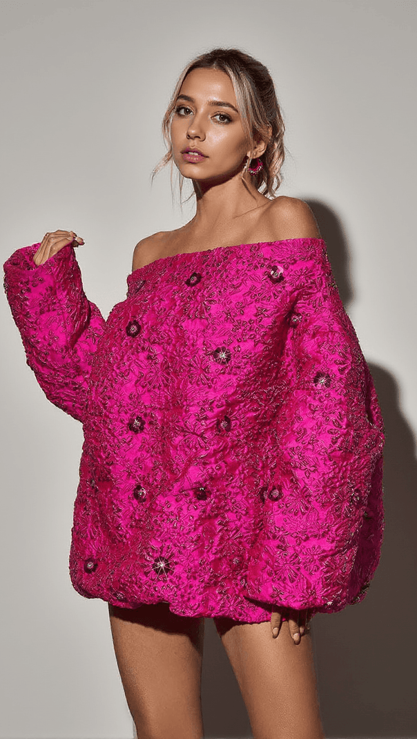 AIIZIE AANYA LONG SLEEVE JACQUARD MINI DRESS - product image