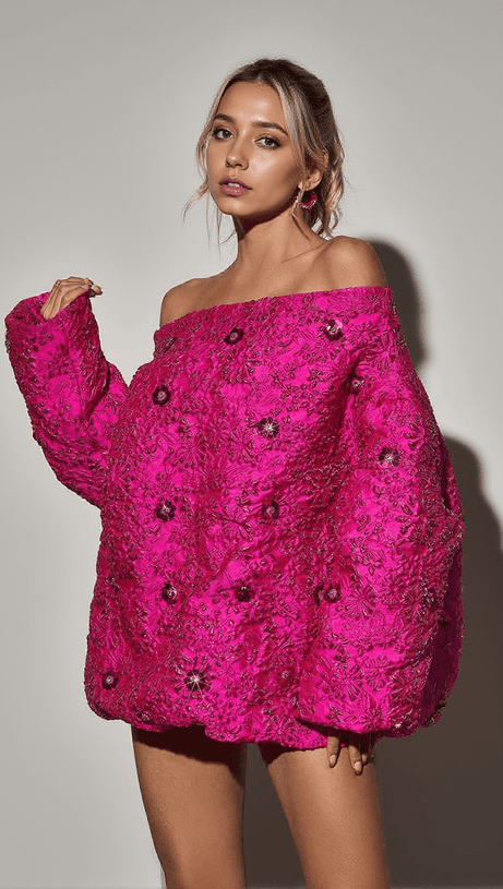 ABITO CORTO JACQUARD A MANICHE LUNGHE AANYA