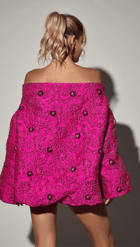 ABITO CORTO JACQUARD A MANICHE LUNGHE AANYA