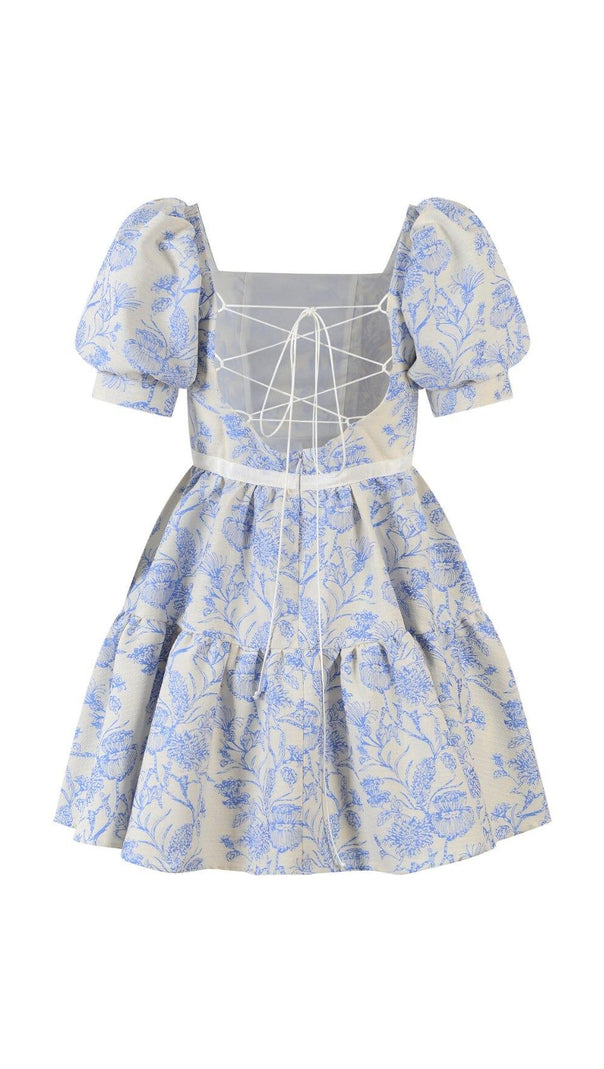 AIIZIE FRENCH PUFF SLEEVE PRINTED MINI DRESS - product image