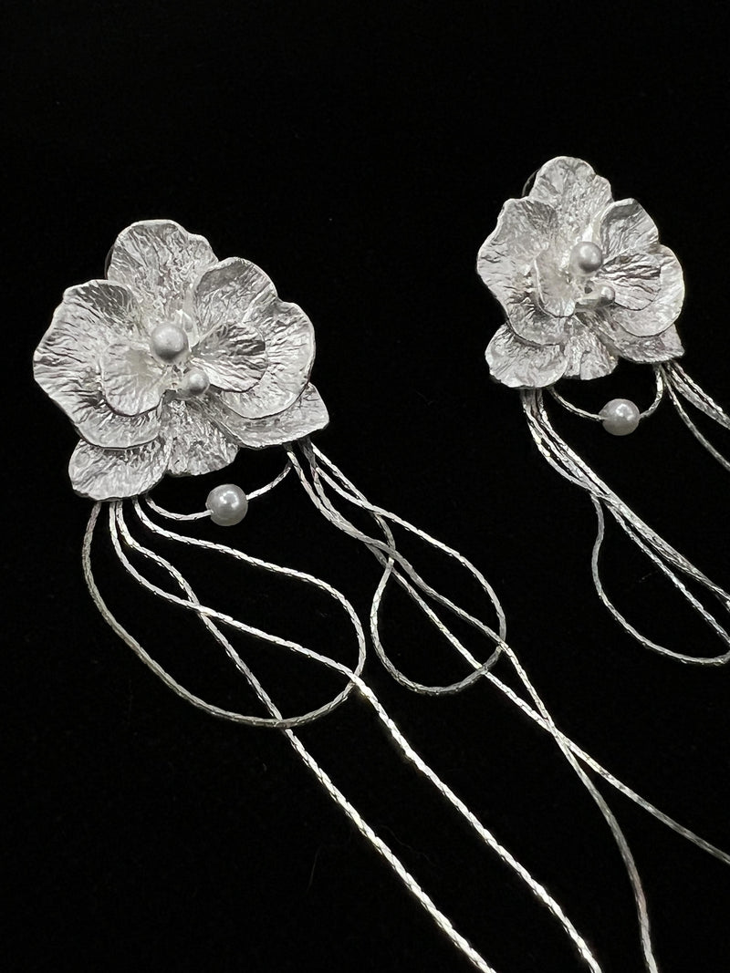 WHITE BUTTERFLY ORCHID EARRINGS