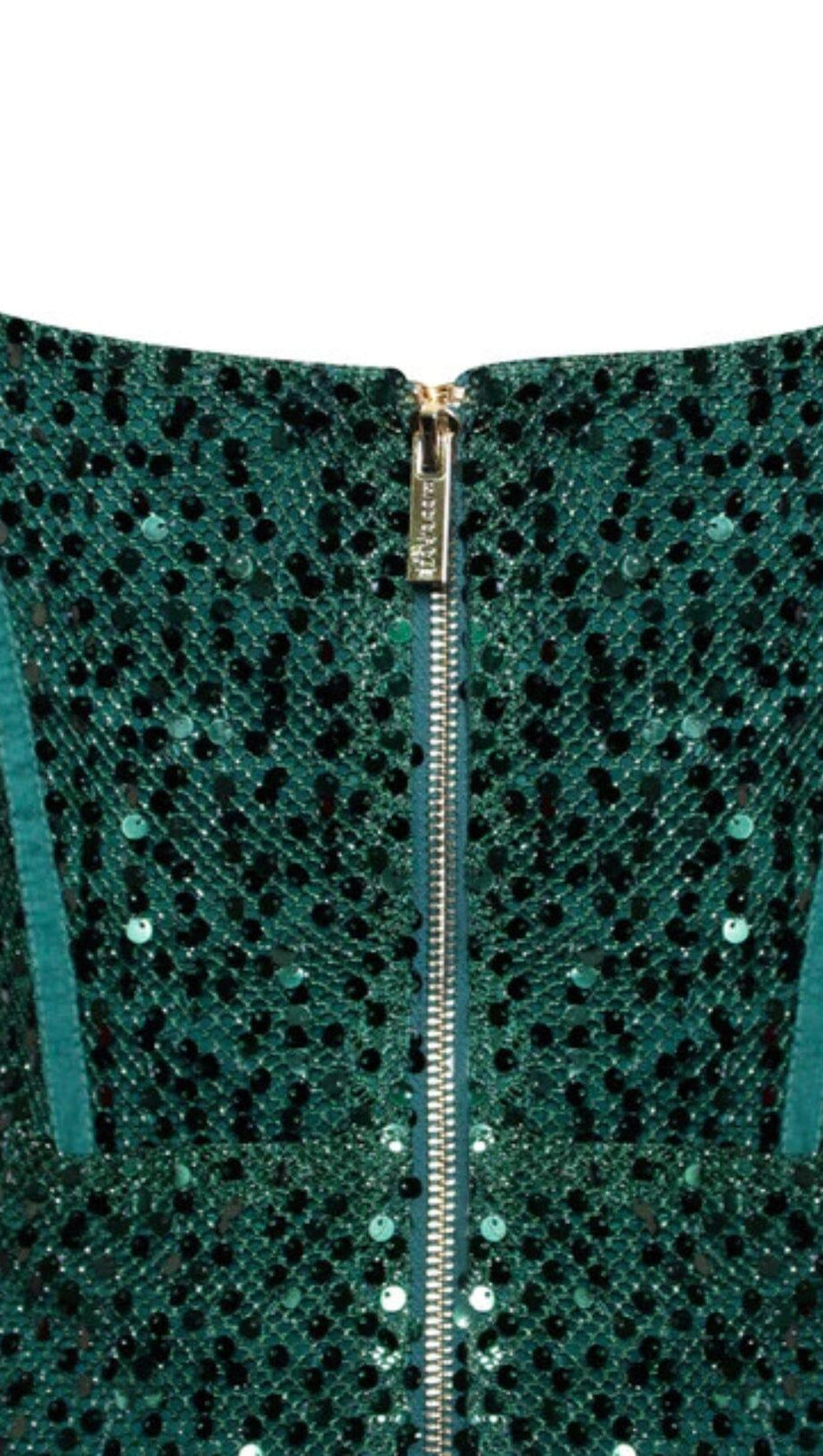MELINA EMERALD GREEN LONG SLEEVE SEQUIN DRESS
