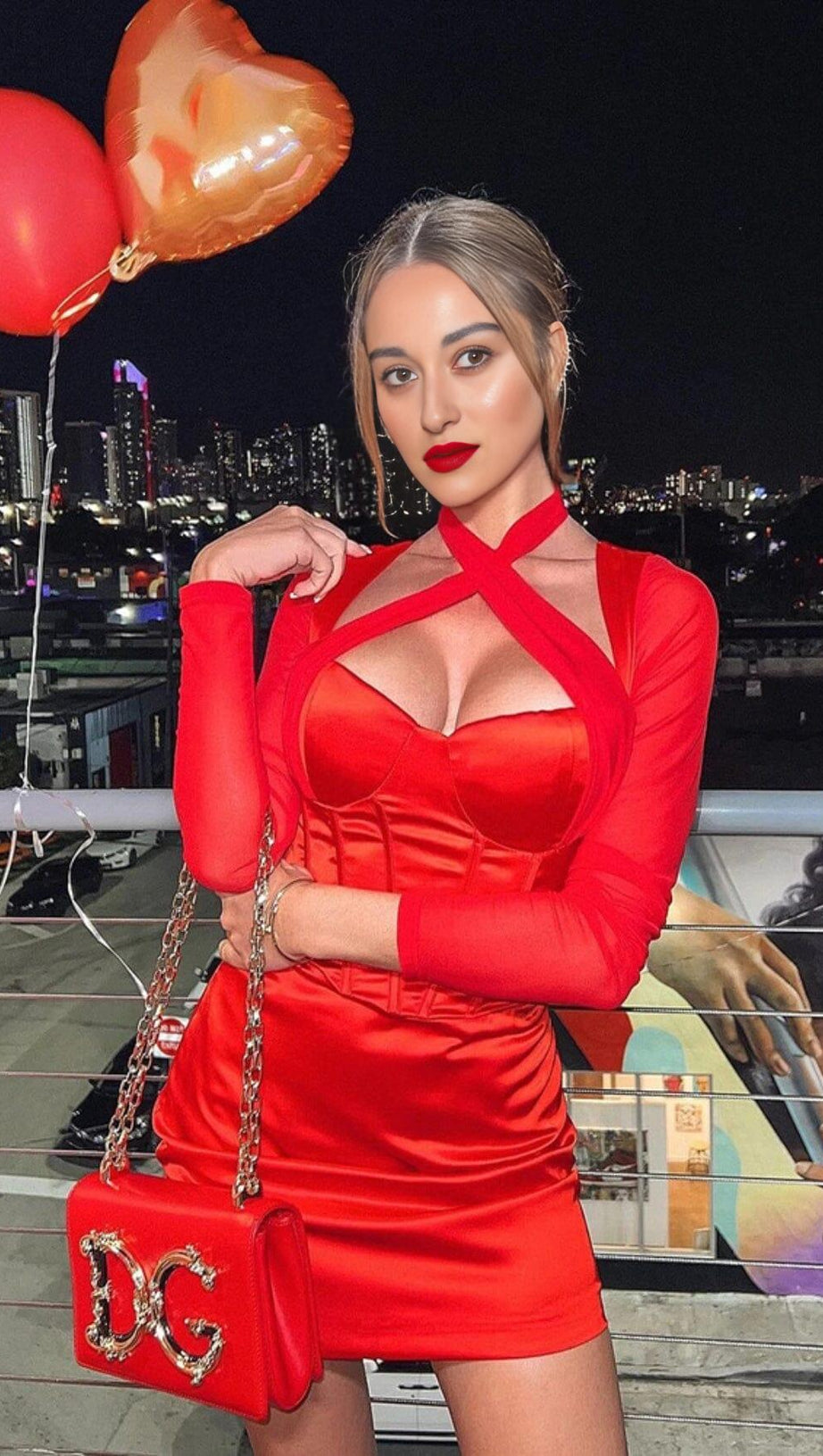 JOCELYNN BURGUNDY SATIN MESH LONG SLEEVE CORSET DRESS