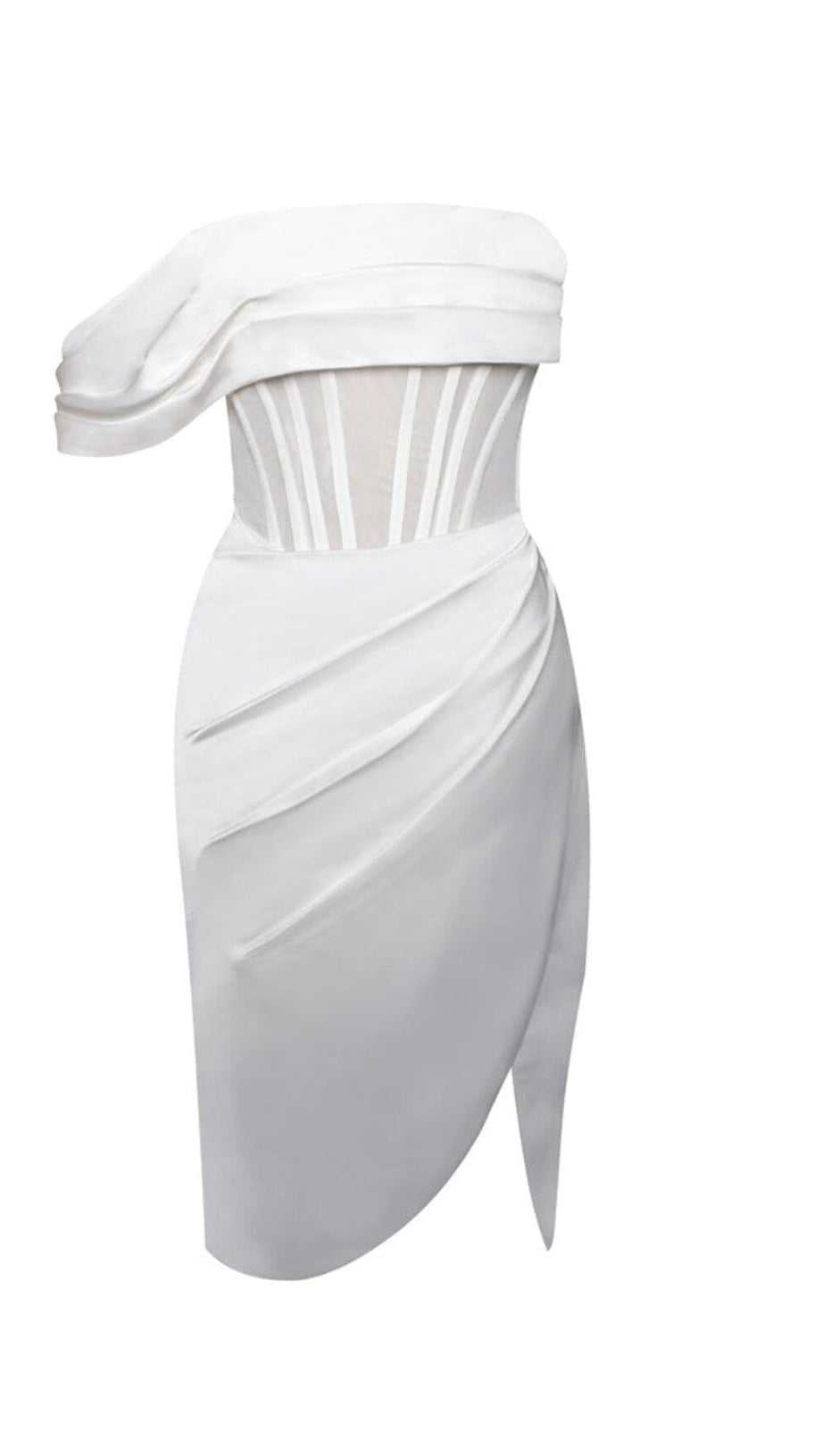 SABRINA WHITE MESH SATIN CORSET DRESS
