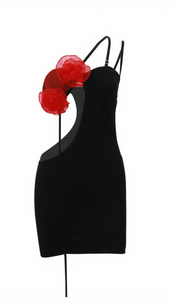 AIIZIE VALOR ONE SHOULDER FLOWER CUTOUT MINI DRESS - product image