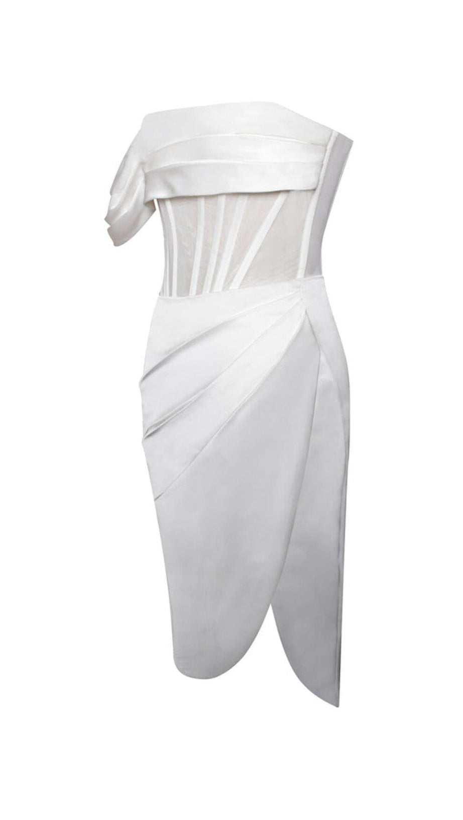 SABRINA WHITE MESH SATIN CORSET DRESS