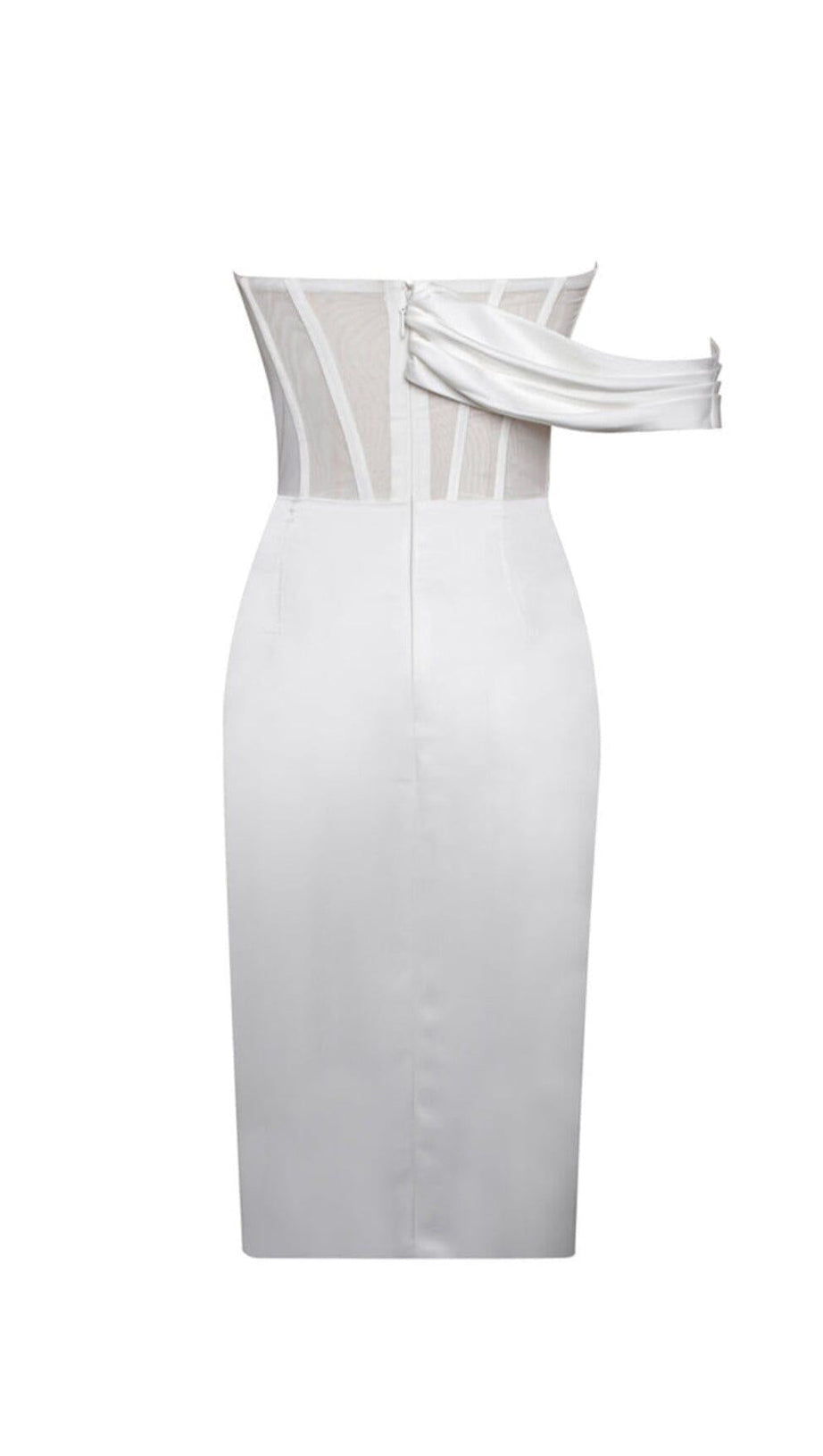 SABRINA WHITE MESH SATIN CORSET DRESS