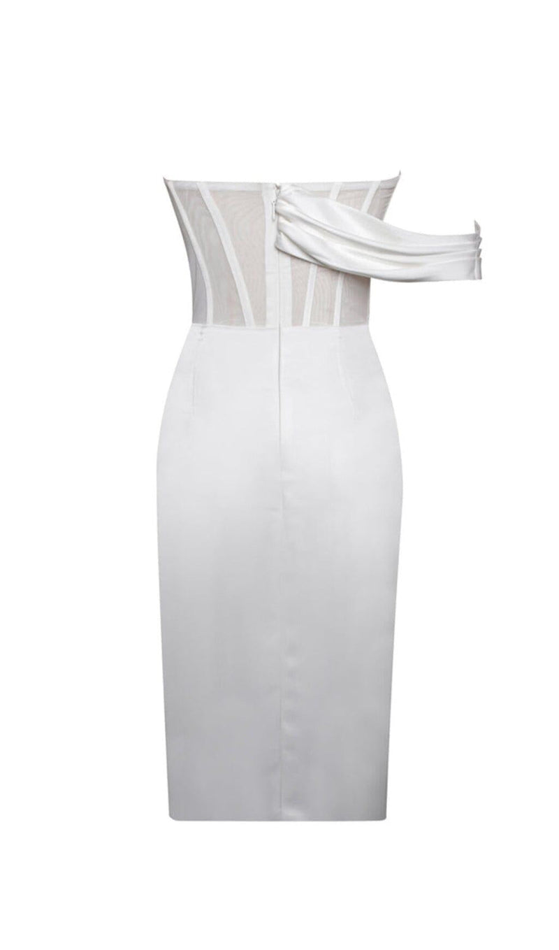 SABRINA WHITE MESH SATIN CORSET DRESS