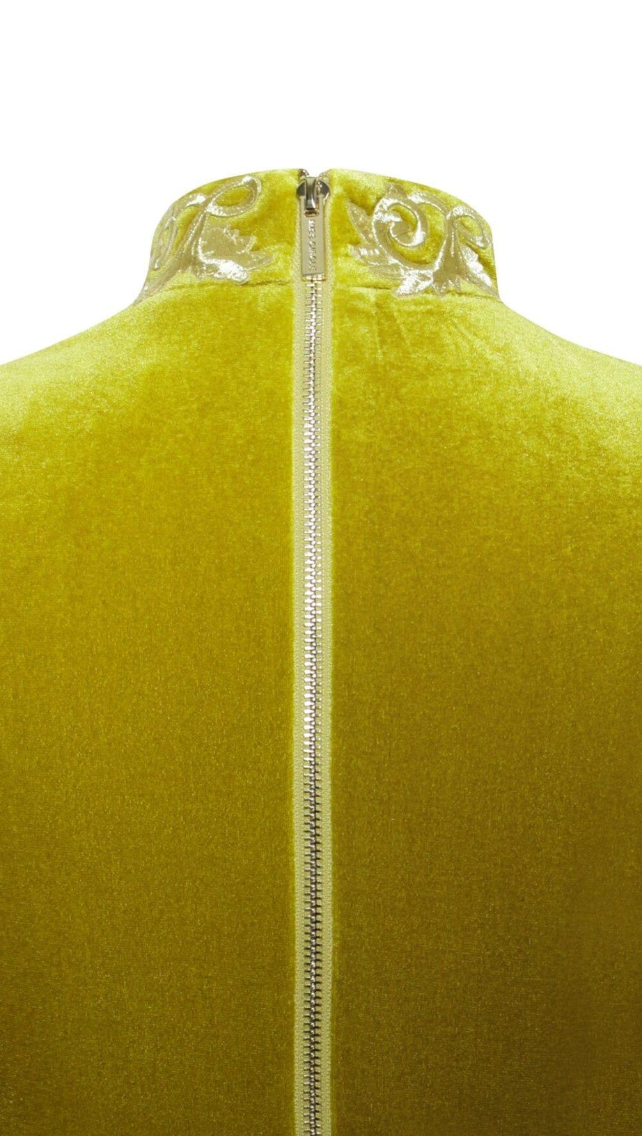 ZENAIDA GOLD CUTOUT HIGH SLIT VELVET GOWN