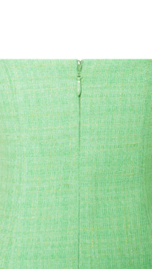 AIIZIE ROSIE GREEN TWEED CRYSTAL FRINGE DRESS - product image
