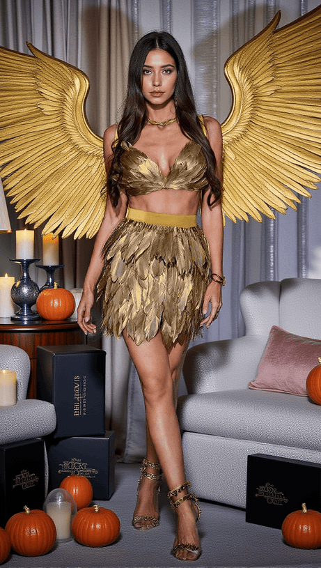 EIR FEATHER TRIMMED SKIRT SET